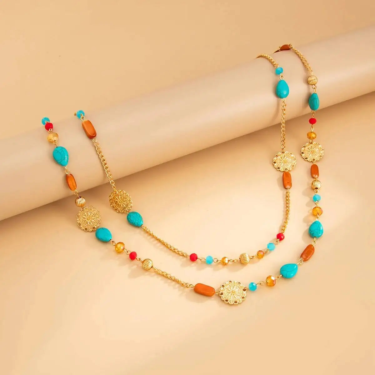 Boho Acrylic Beaded Pendant Necklace