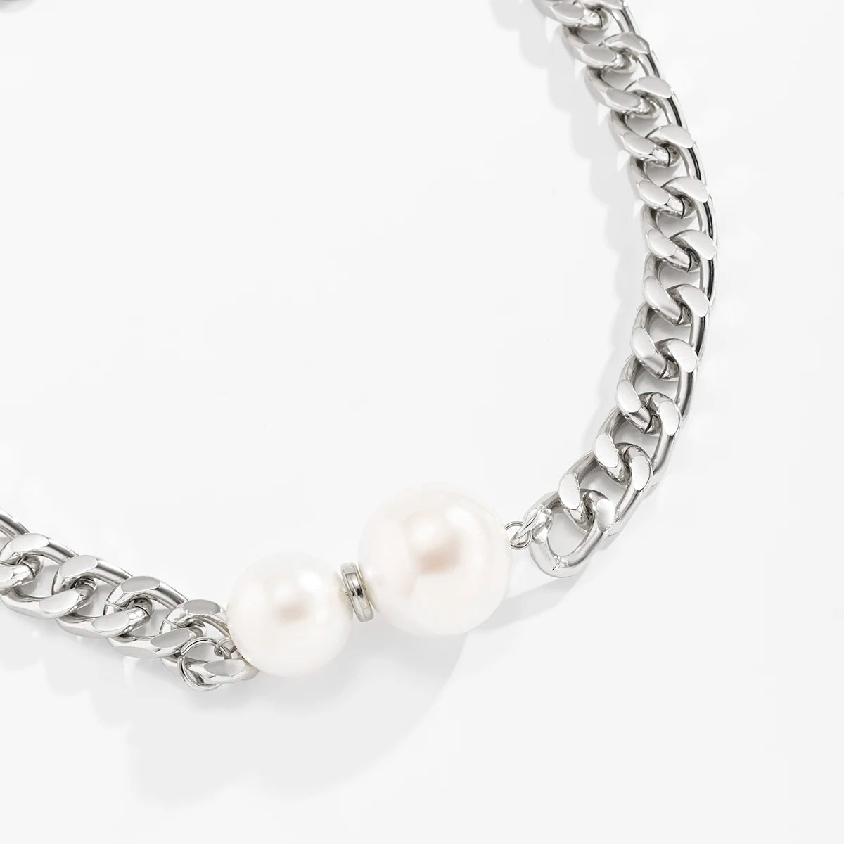 Vintage Pearl Cuban Chain Necklace