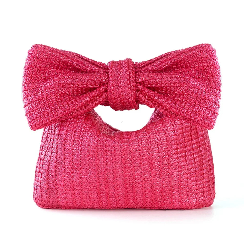 Bowknot Straw Woven Handbag