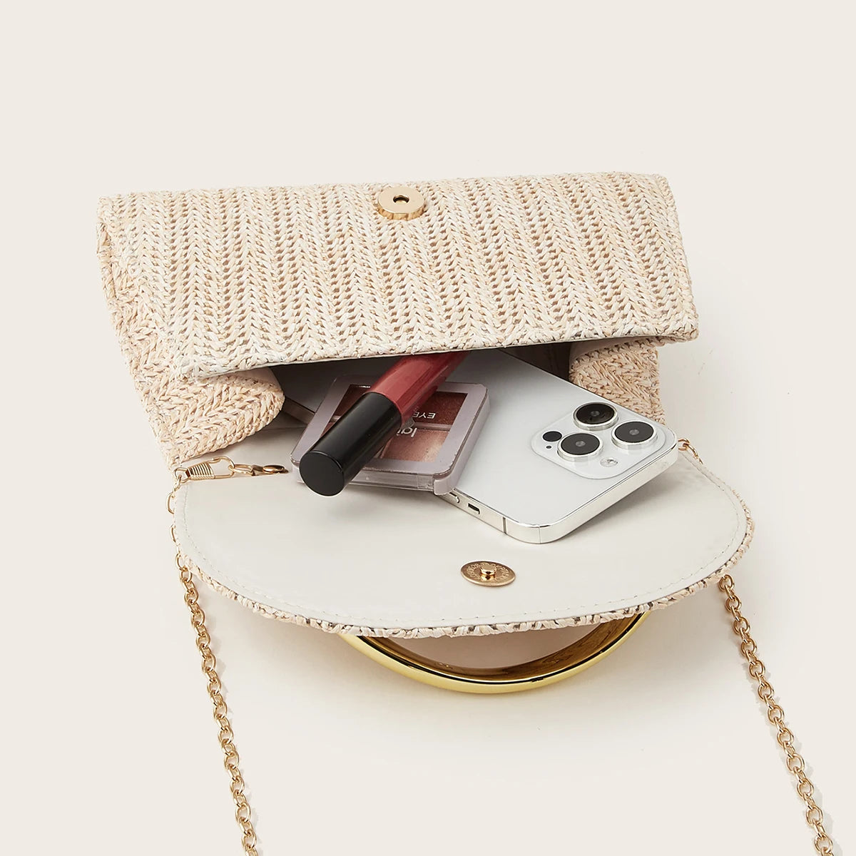 Woven Clutch Bag with Flap