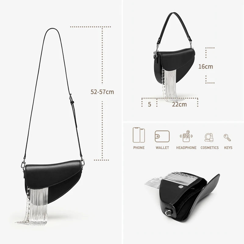 BAFELLI 2026 Leather Tassel Saddle Bag