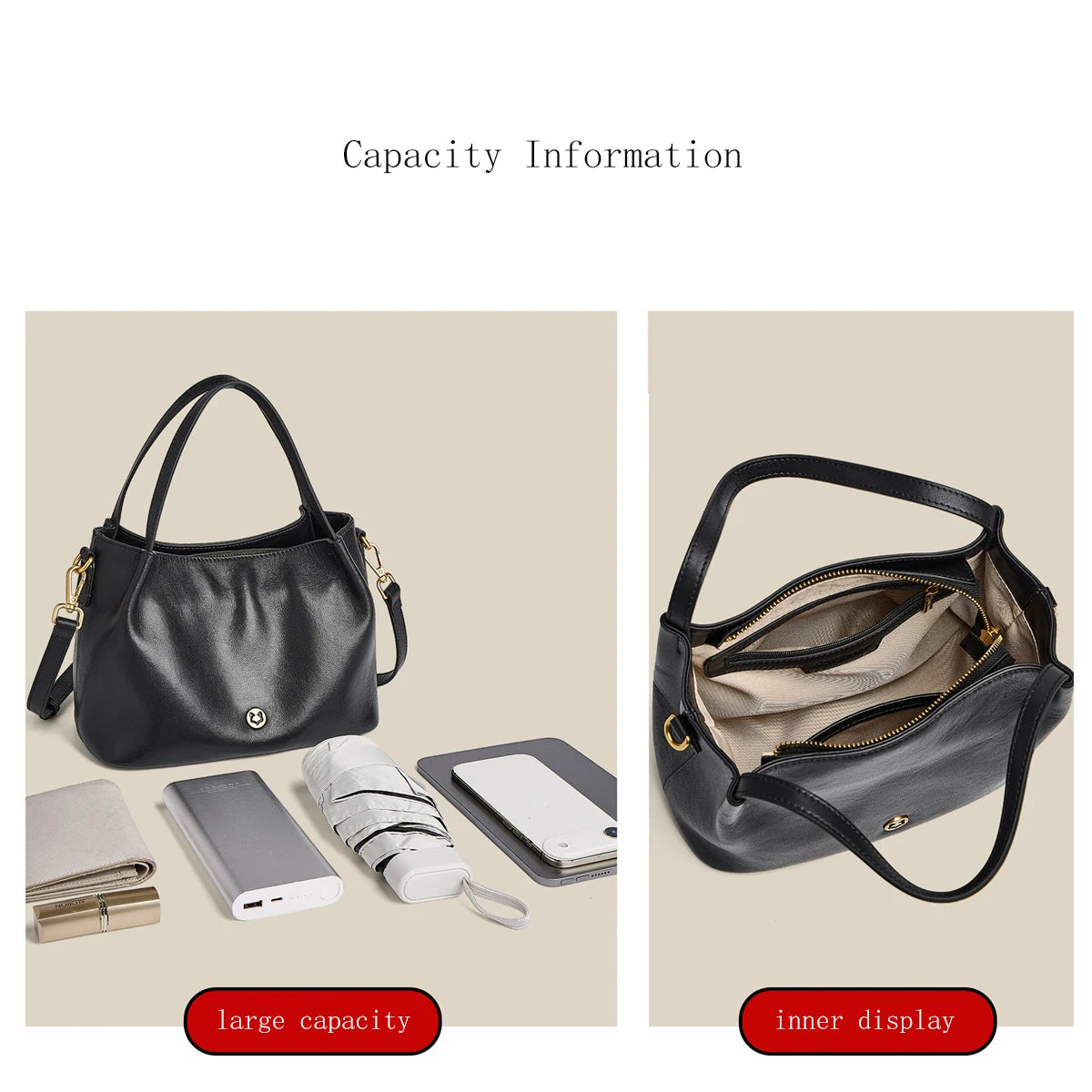 FOXER Slouchy Cowhide Leather Hobo Bag