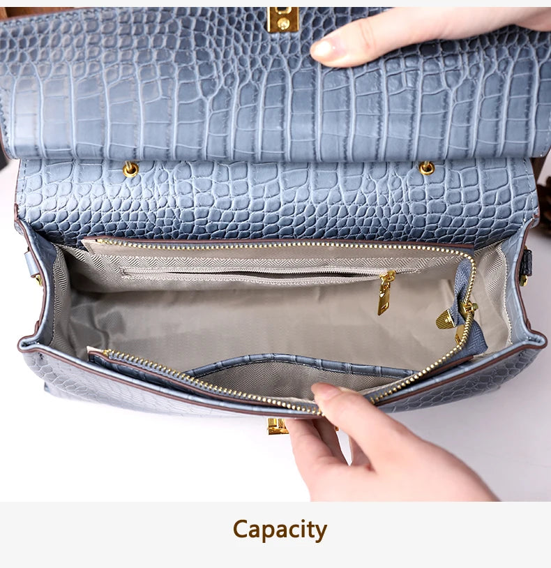 Large Crocodile Pattern Handbag