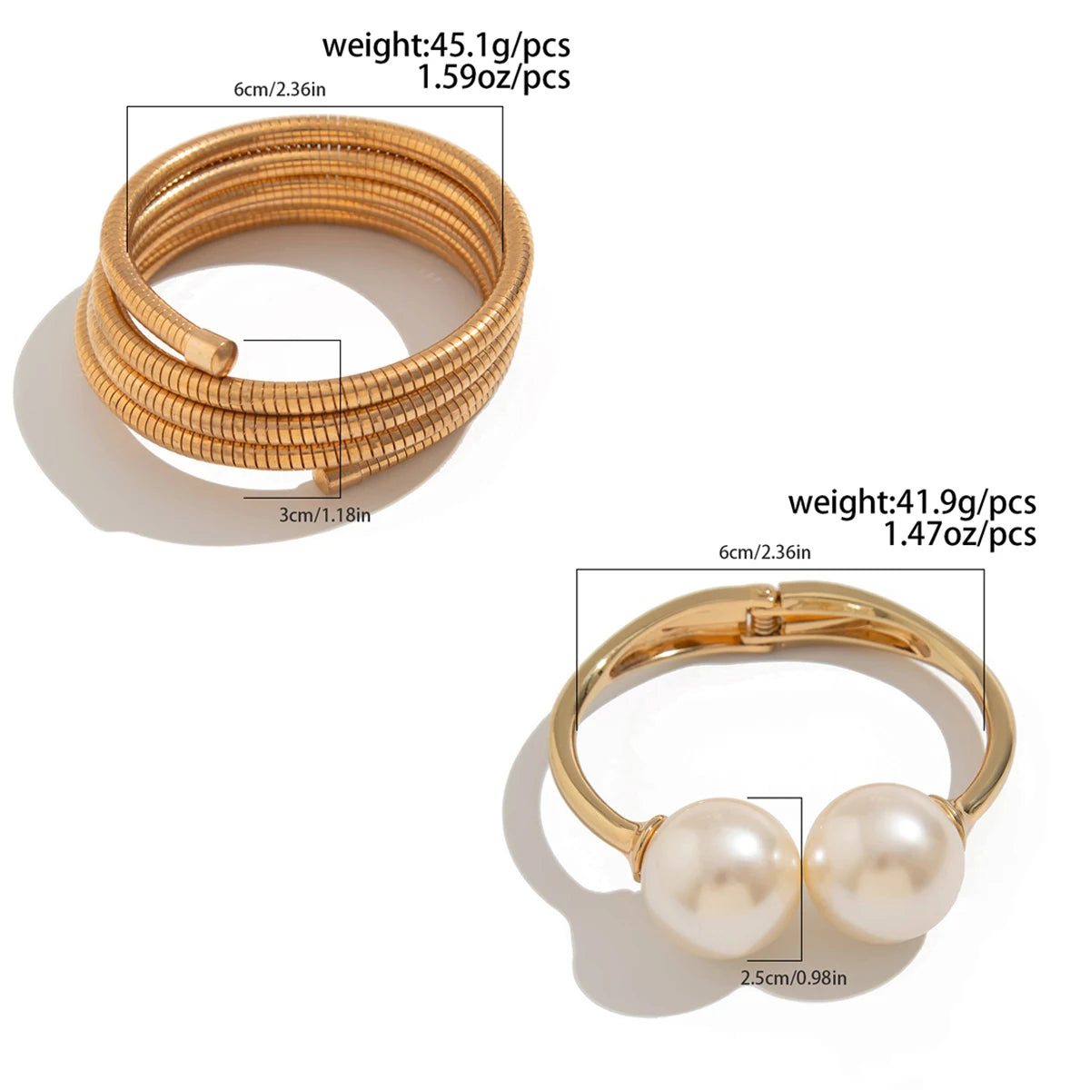 Punk Multilayer Snake Chain Open Spring Bangles Boho Large Imitation Pearl Cuff Bangles Bracelet