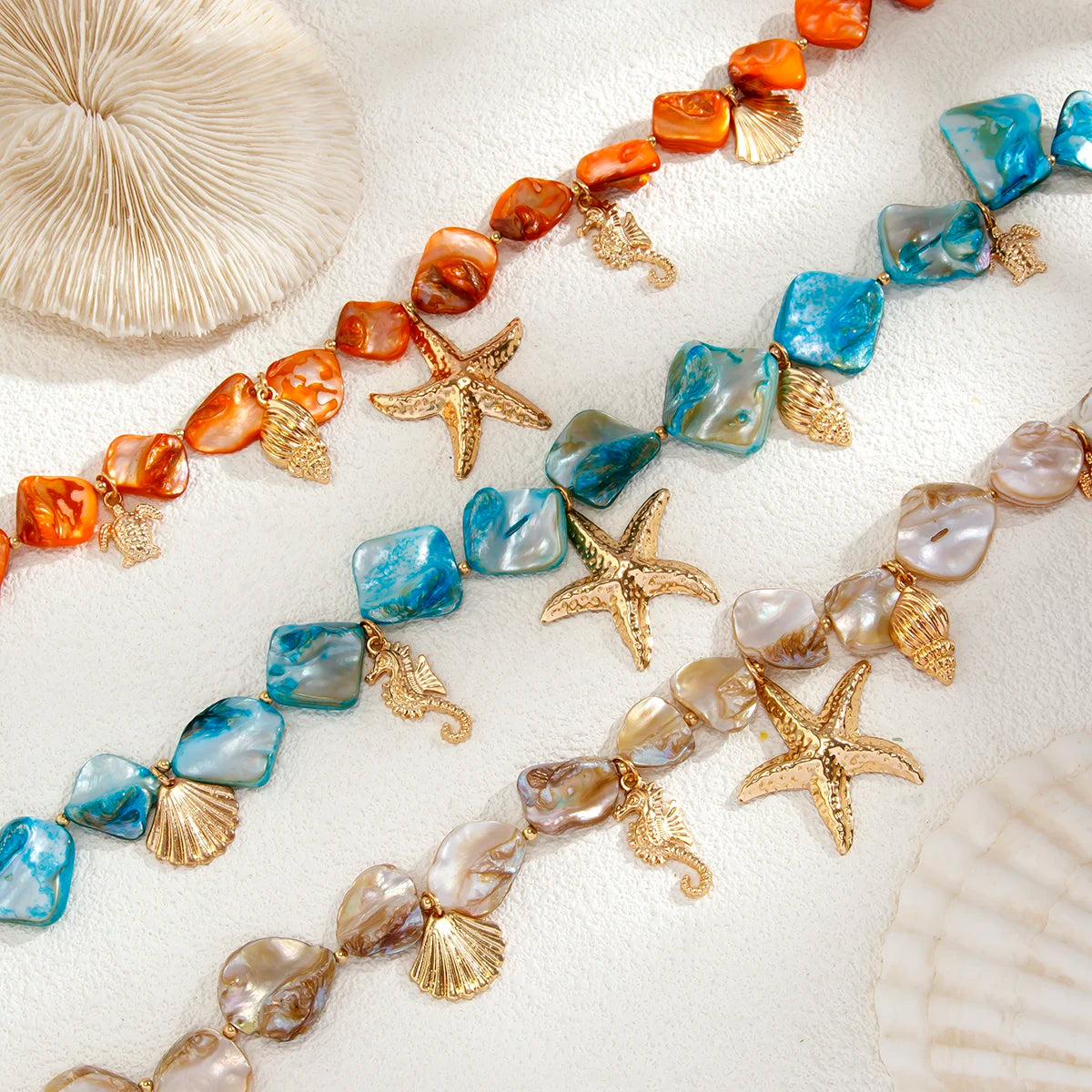 Starfish Conch Pendant Choker