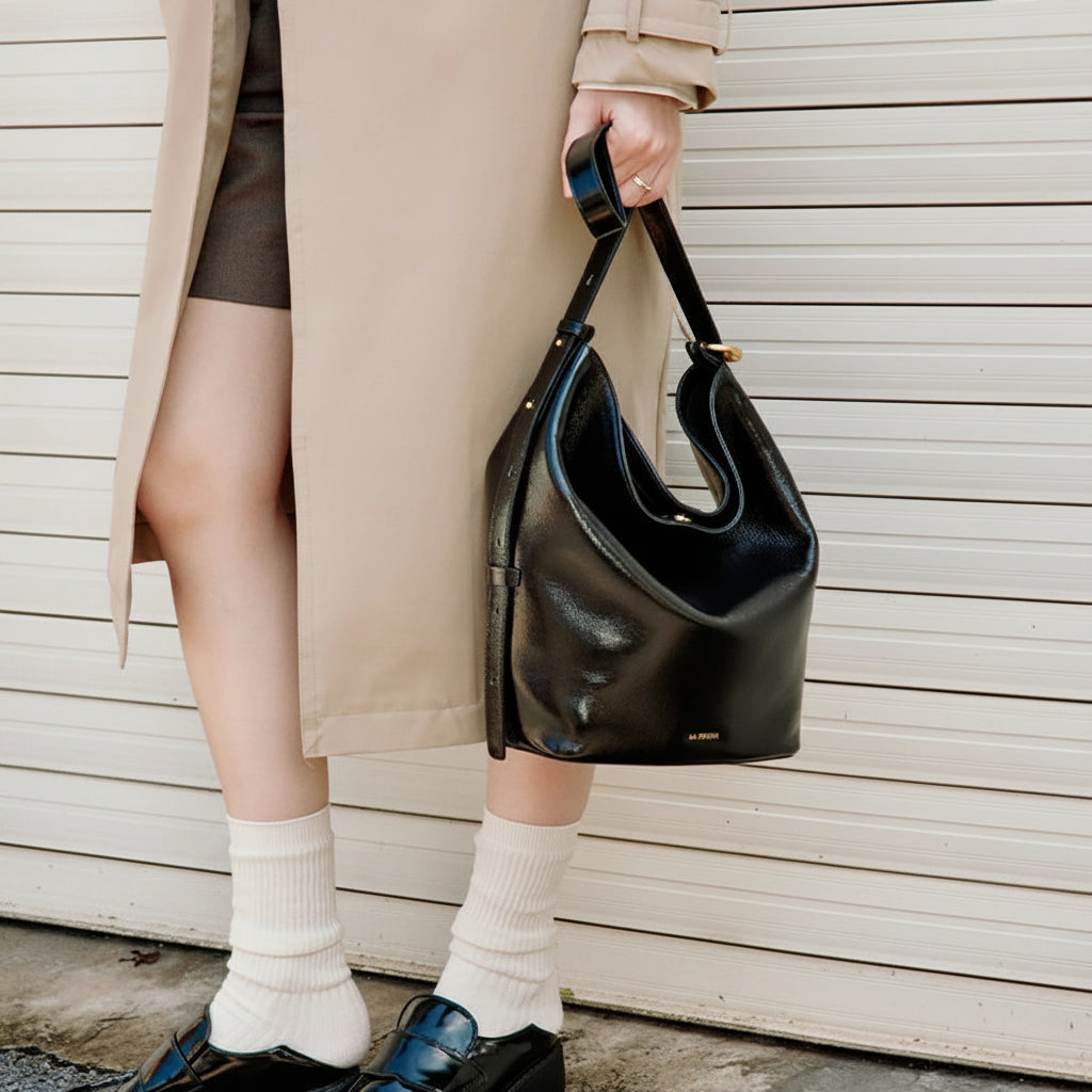 LA FESTIN Leather Bucket Tote Bag