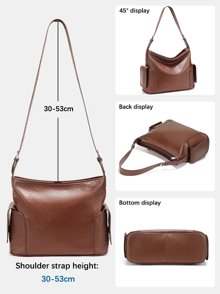 Zency Coffee Cow Leather Handbag