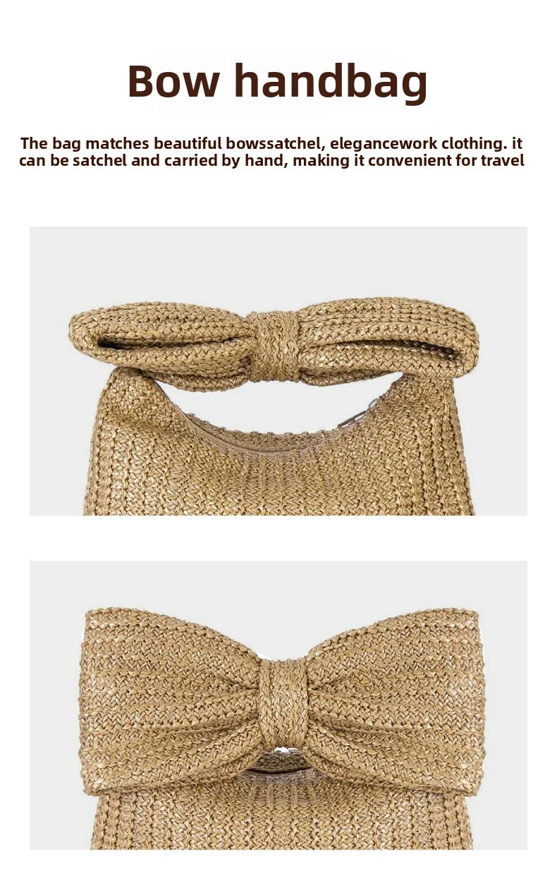 Bowknot Straw Woven Handbag