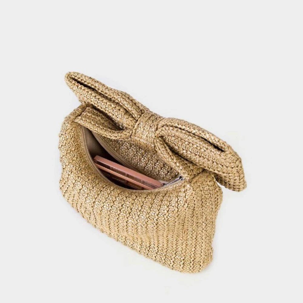 Bowknot Straw Woven Handbag
