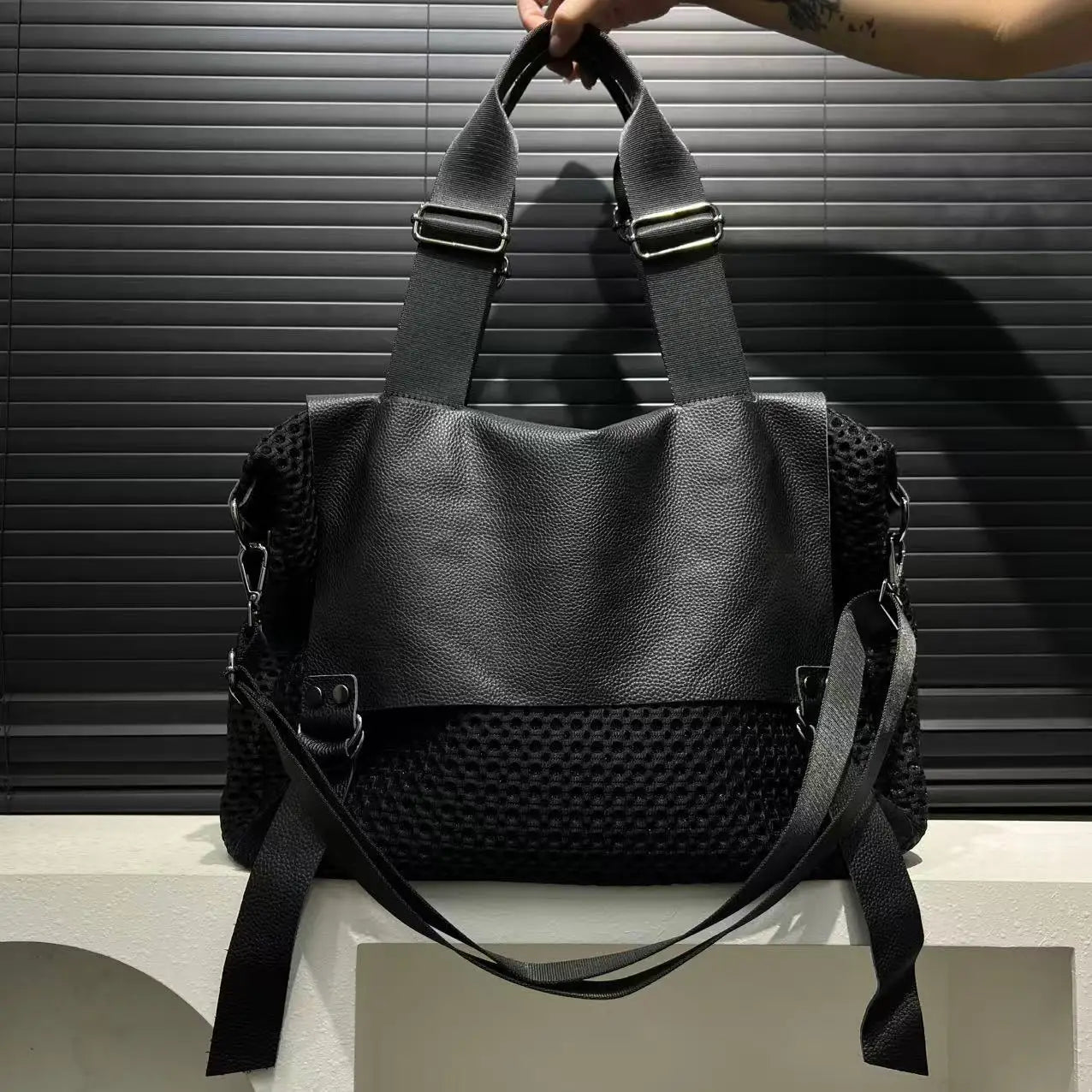 Large Mesh Tote Crossbody Bag
