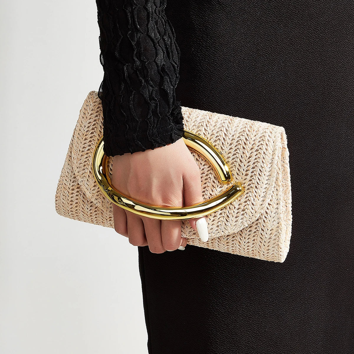 Woven Clutch Bag with Flap
