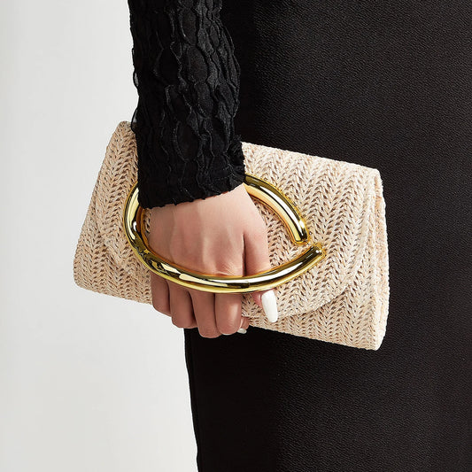Woven Clutch Bag with Flap