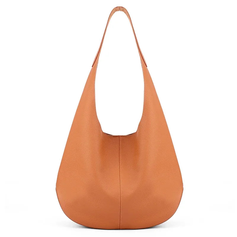 Genuine Cowhide Slouchy Hobo Tote Bag