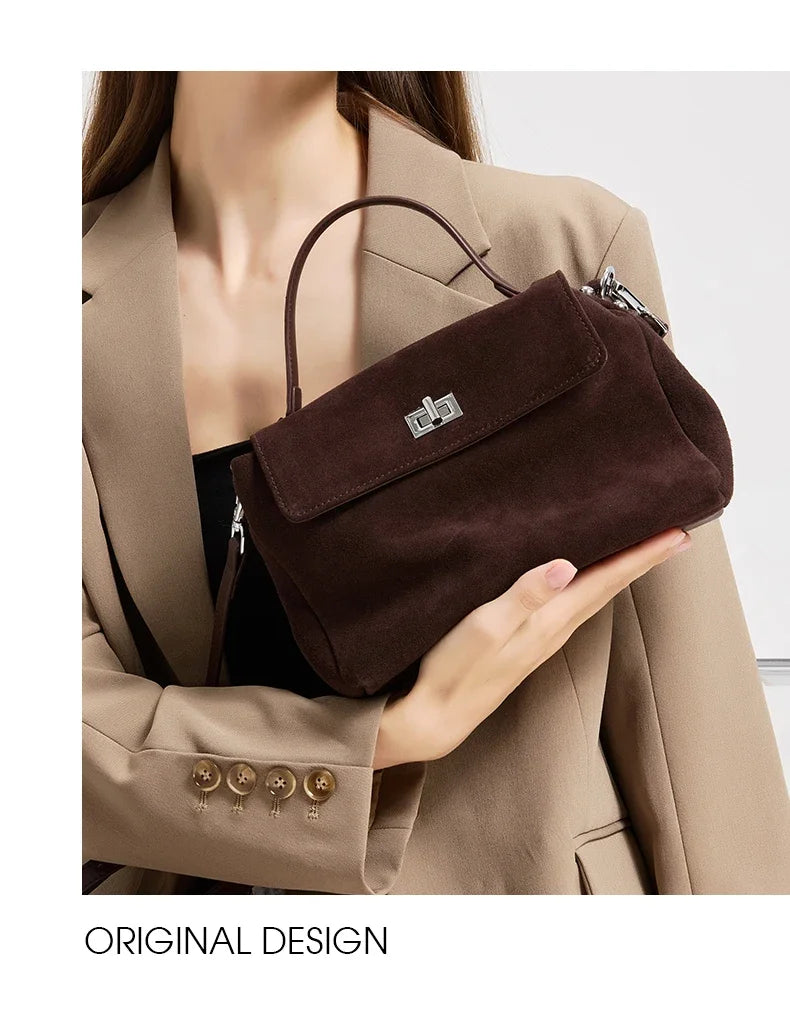 Natural Suede Leather Crossbody Bag