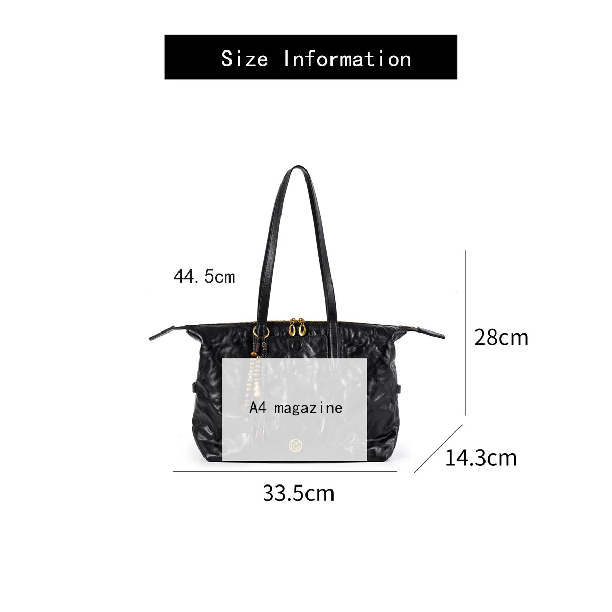 FOXER Crinkled Leather Tassel Tote Bag
