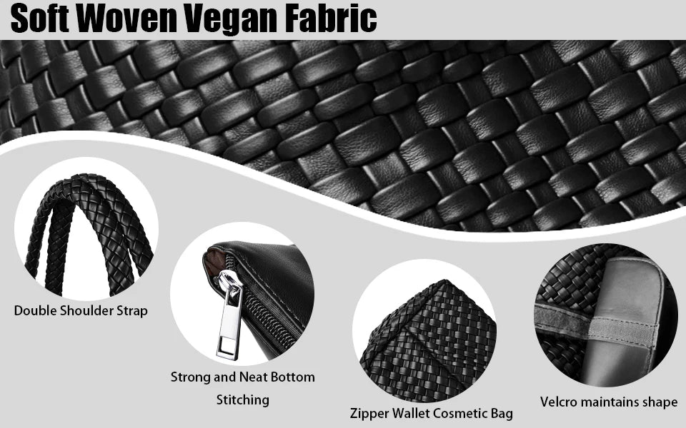 Vegan Leather Woven Tote Bag