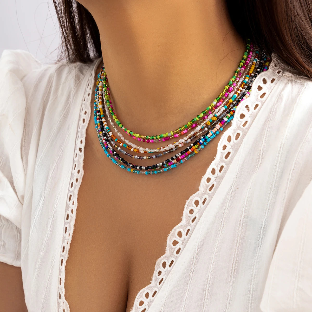 Boho Seed Bead Choker Necklace