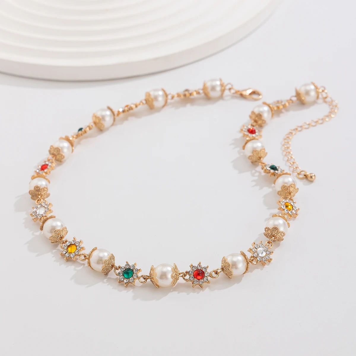 Luxury Pearl Flower Choker Necklace
