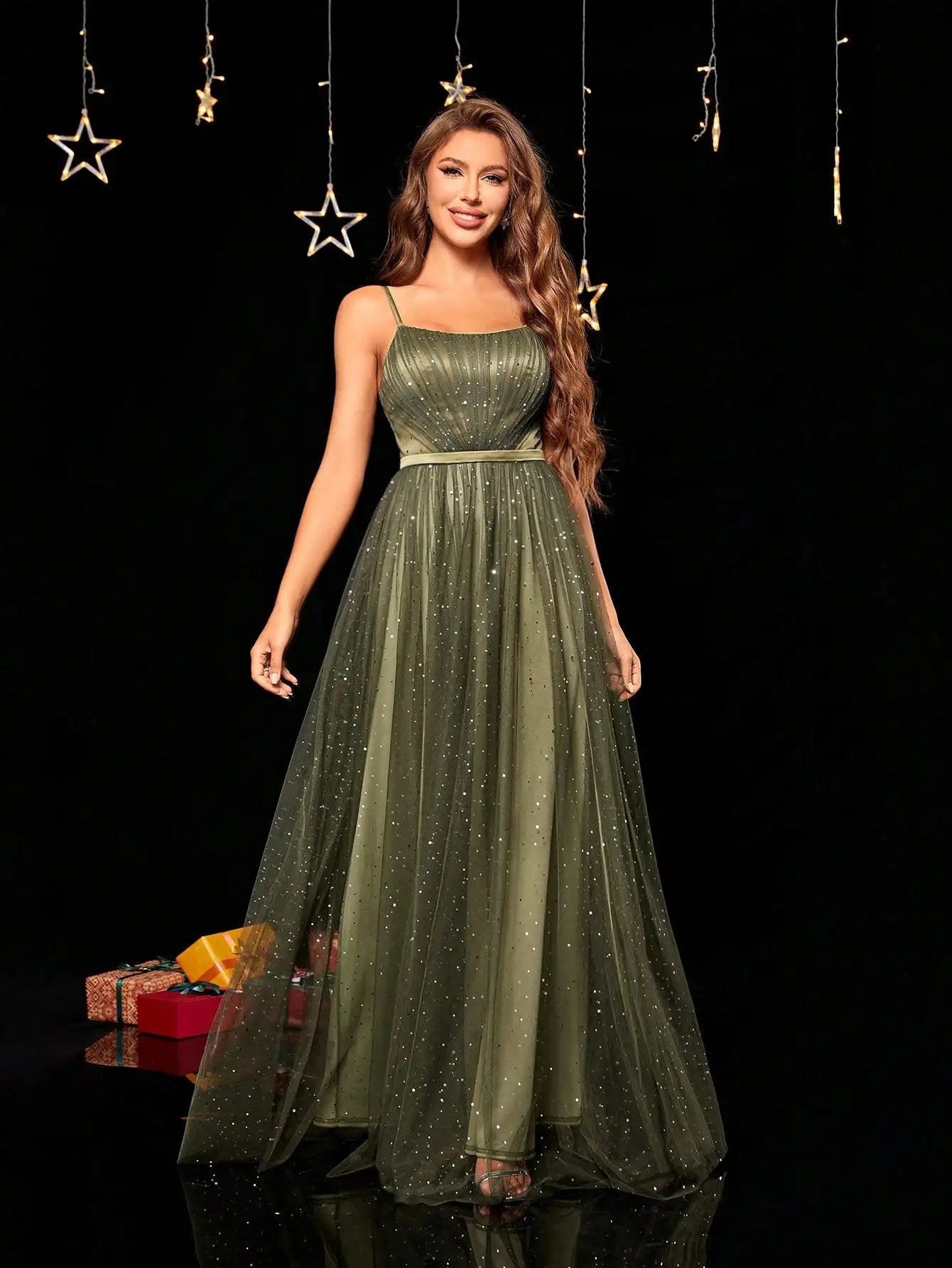 Halter Silver Sequin Evening Dress