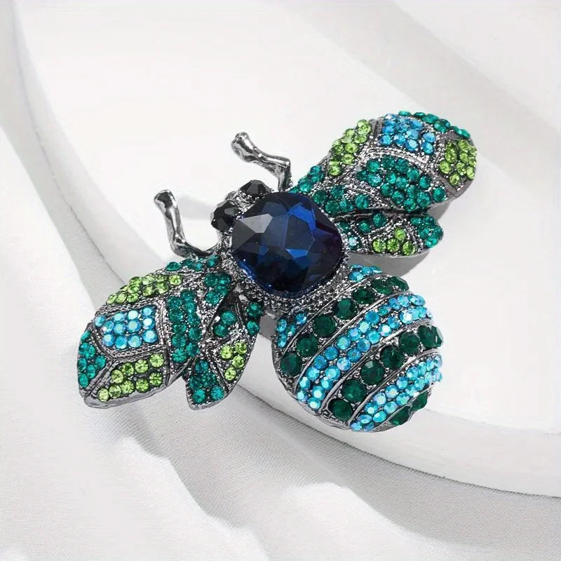 SKEDS Luxury Exaggerated Vintage Women Crystal Bee Brooch Pin Fashion Elegant Lady Exquisite Insect Rhinestone Badges