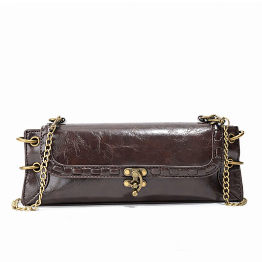 Vintage Turn-Lock Chain Clutch Bag