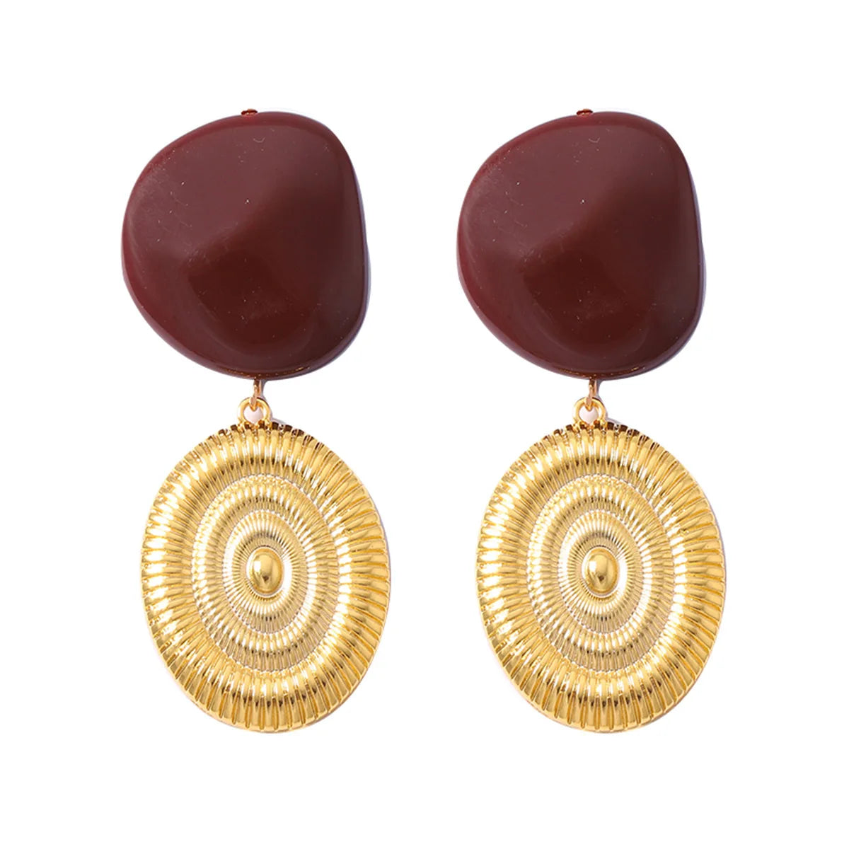 Irregular Geometric Resin Pendant Earrings for Women Ladies Temperament Vintage Metal Shell Drop Earrings Jewelry Accessories