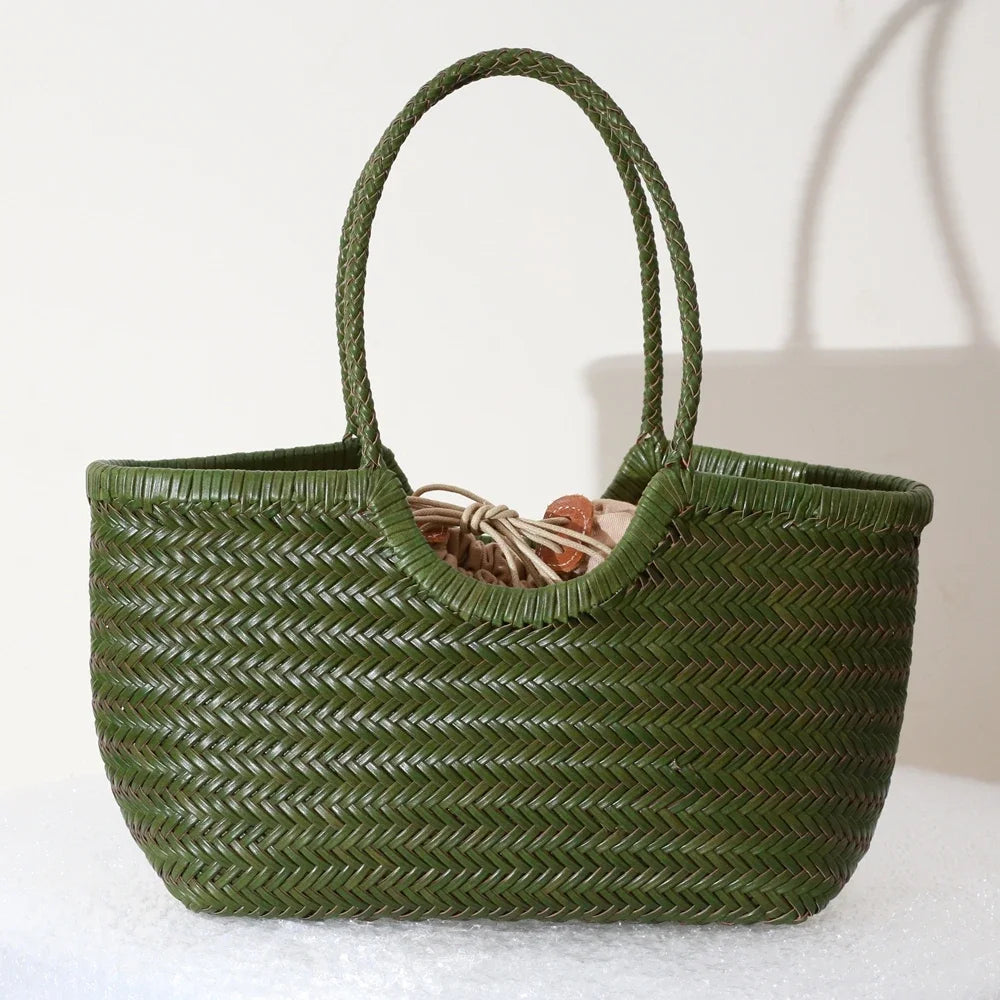Genuine Leather Woven Tote Bag