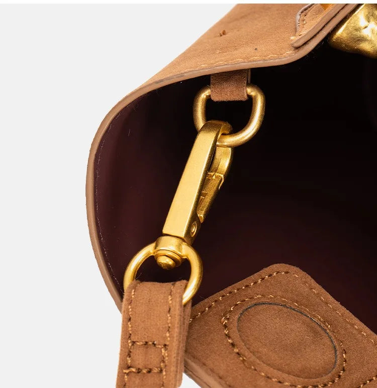 Velvet Metal Handle Clutch Bag