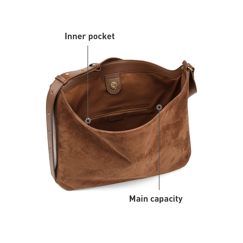 LA FESTIN Large Suede Crossbody Tote Bag