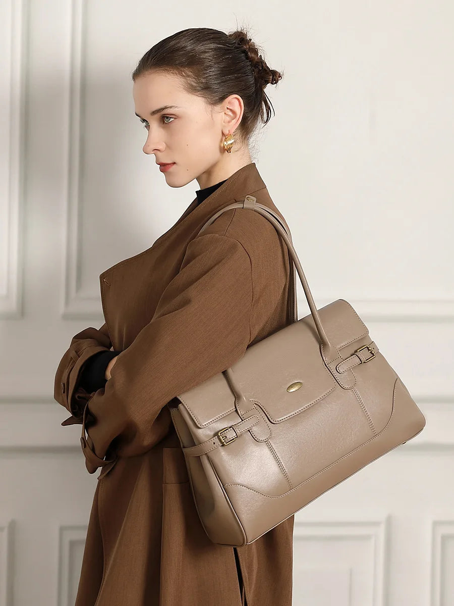 YANATARI Leather Large-Capacity Tote Bag