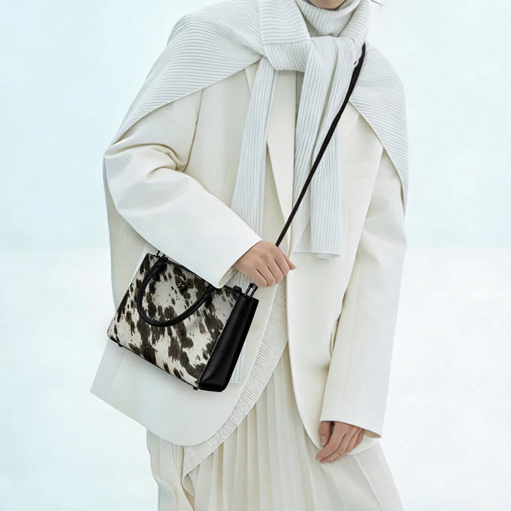 BAFELLI Leather & Fur Splice Handbag