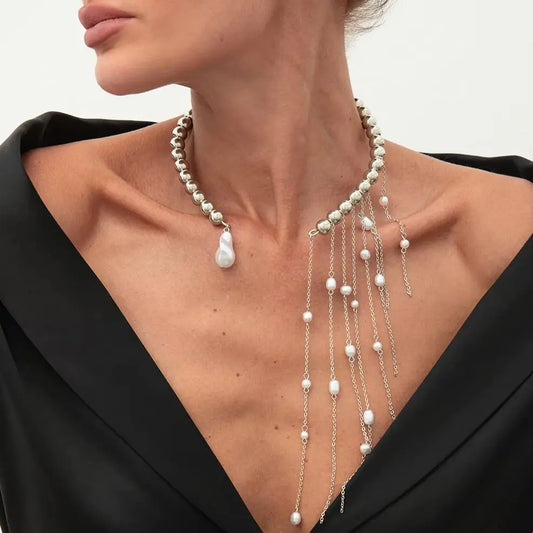 Pearl Tassel Choker Necklace