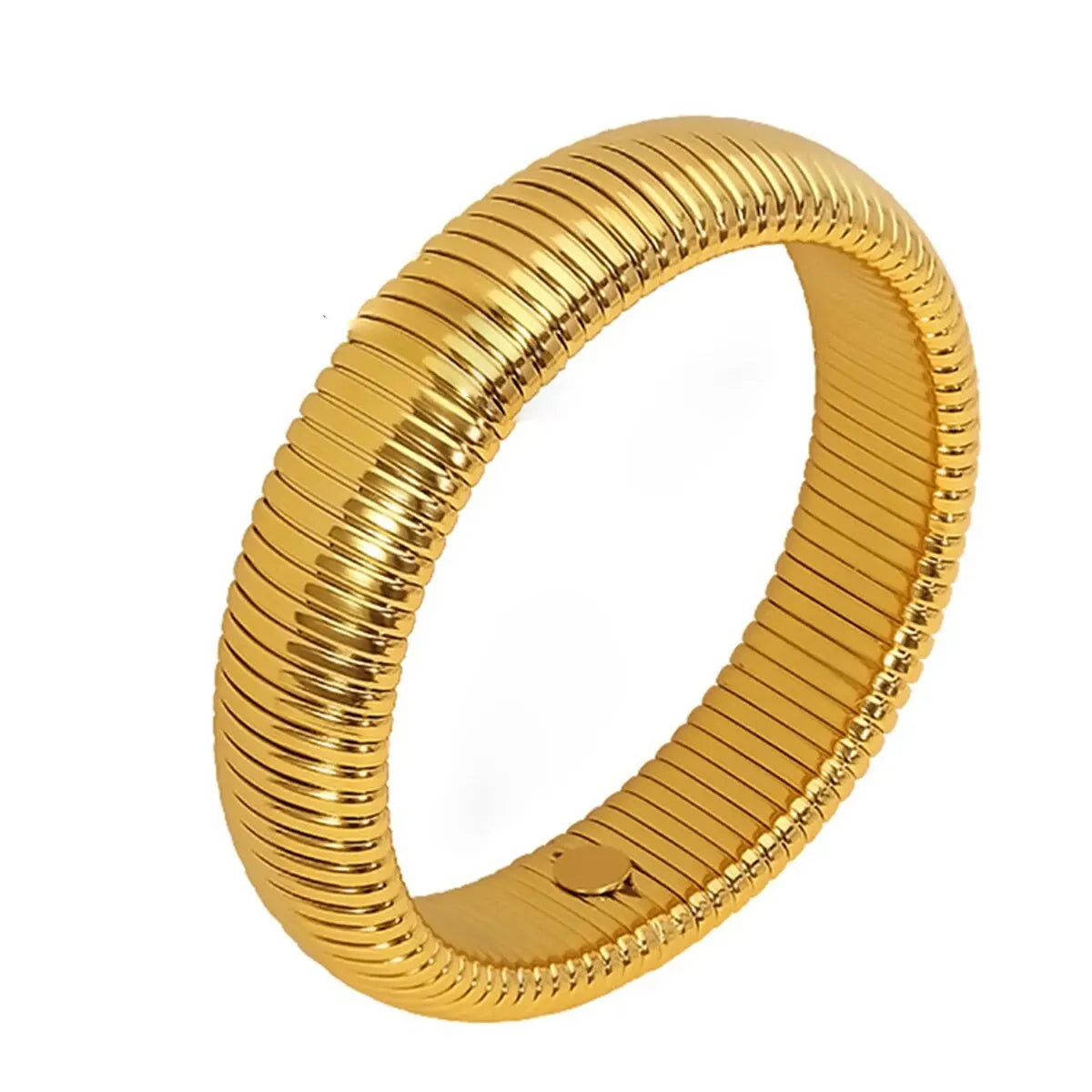 Waterproof Stainless Steel Retro Elasticity Thick Metal Polish Bracelet