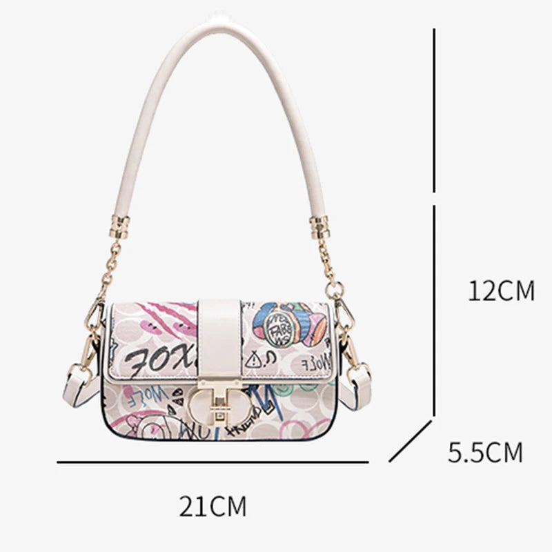 FOXER Graffiti Chain Shoulder Bag