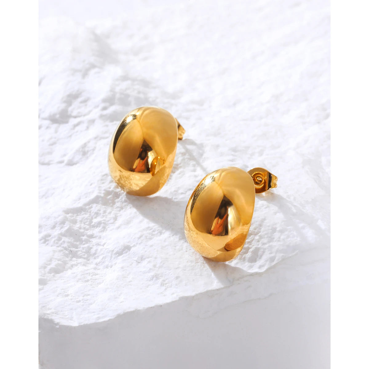 Polished Gold-Plated Stud Earrings
