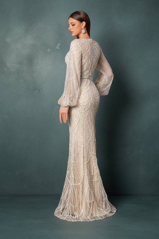 Elegant and Luxurious Sequined Mermaid Long-sleeved Evening Dresses