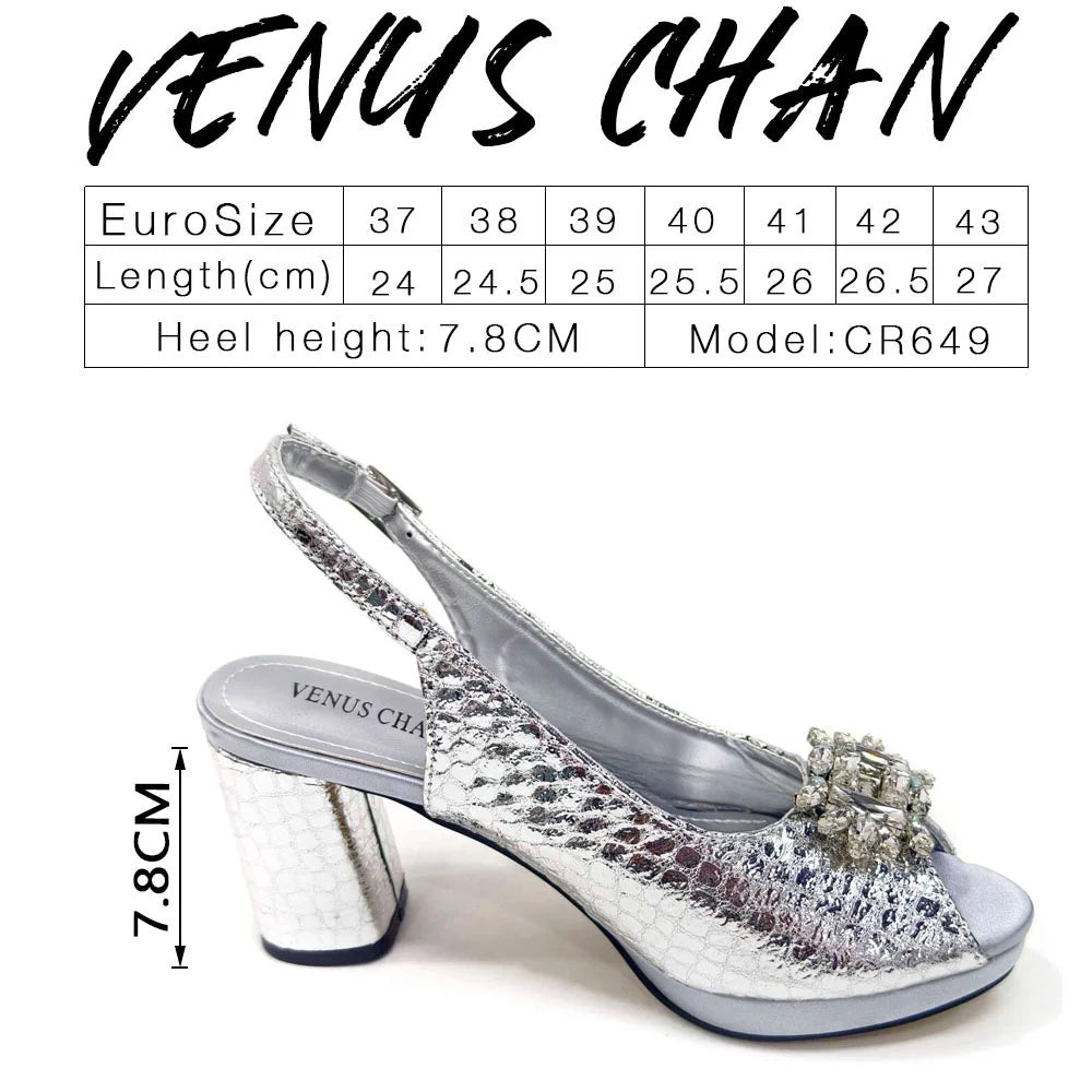 2024 Italian Design Rhinestone-encrusted Ladies Party Shoes And Special Bag High Heels And Dual Purpose Bag Women's Shoes