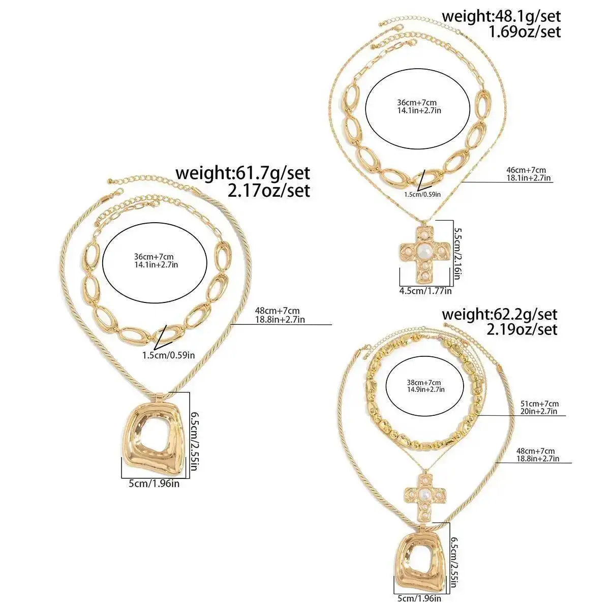 Geometric Square Necklace Set