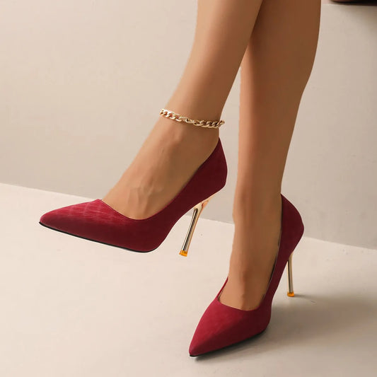 Pointed Toe High Heels White Red Lady Wedding Bridal