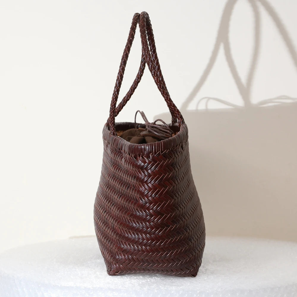 Genuine Leather Woven Tote Bag