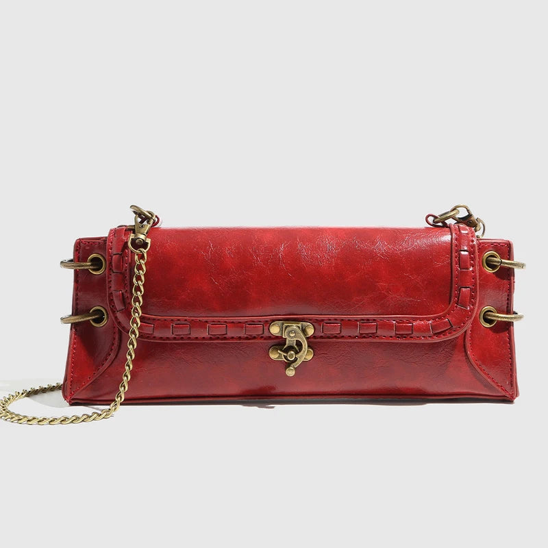 Vintage Turn-Lock Chain Clutch Bag