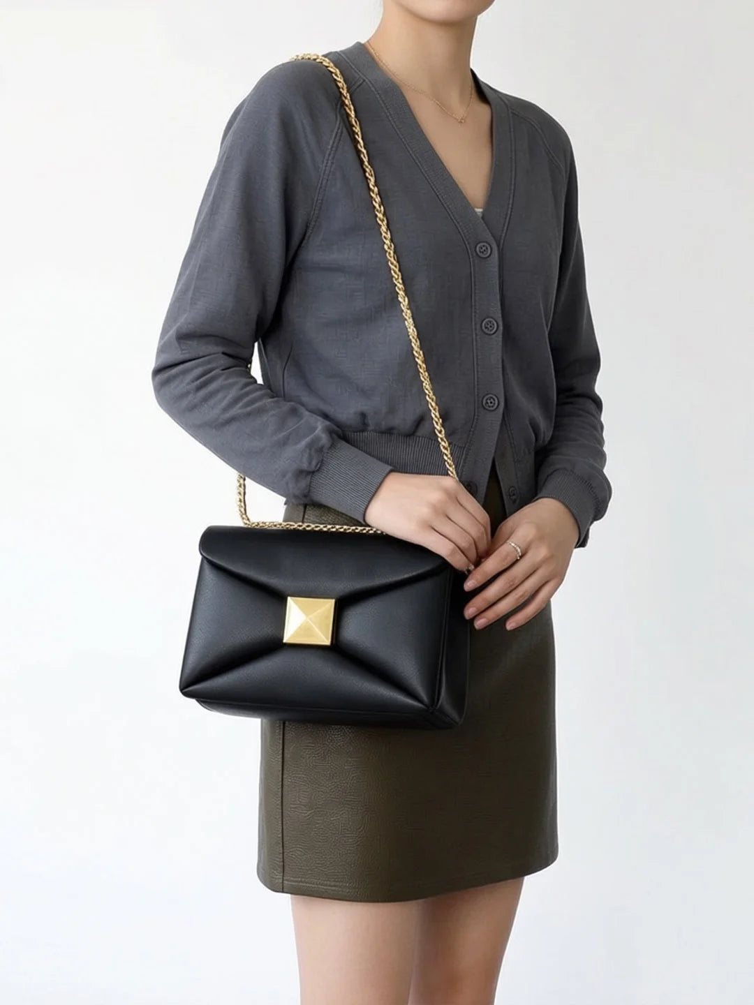 Genuine Leather Square Crossbody Bag