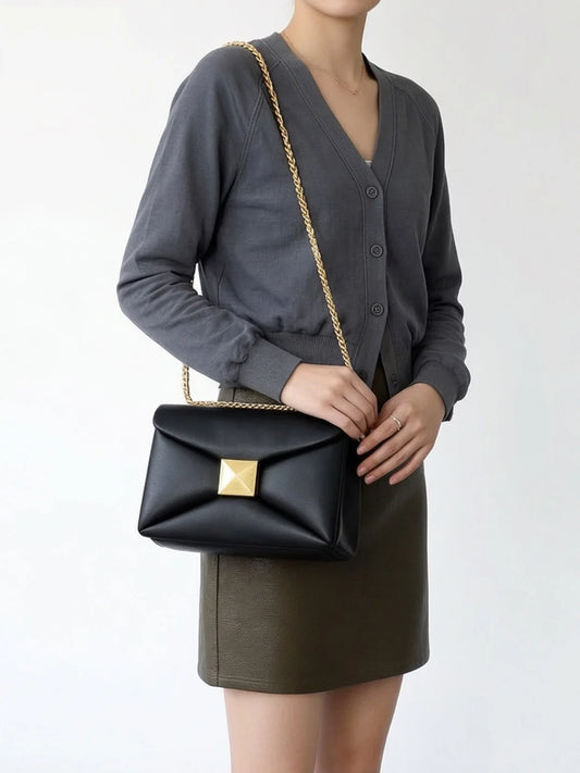 Genuine Leather Square Crossbody Bag