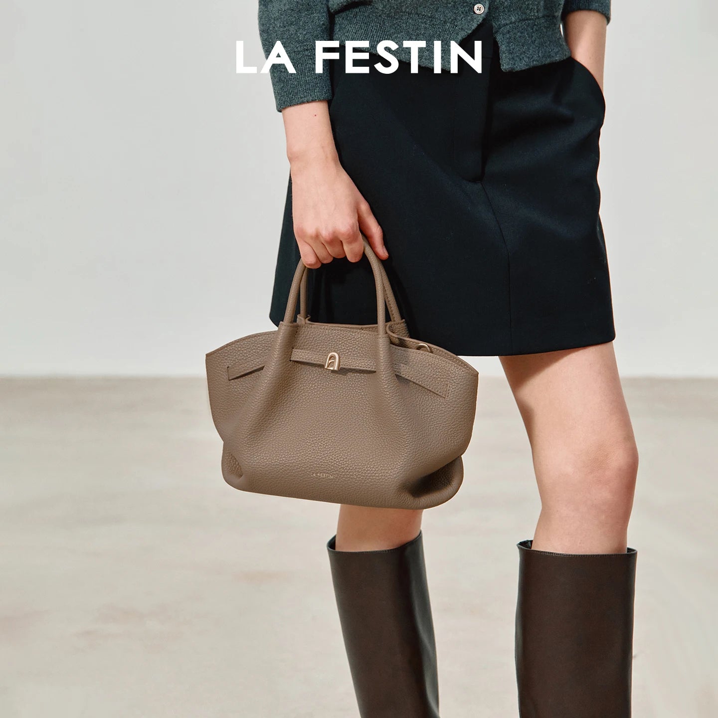 LA FESTIN Small Leather Tote Bag