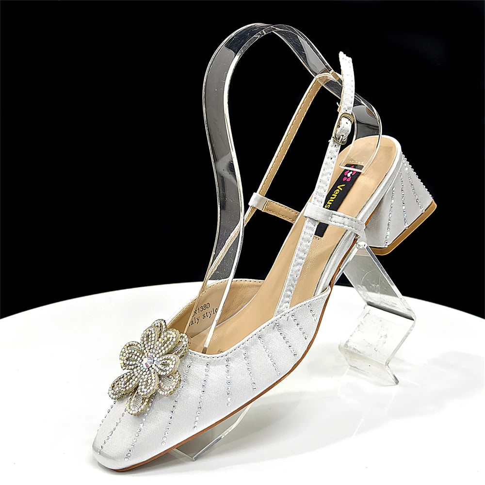 Party Shoes and Bag Heel Decoration Pure Elegant Flower