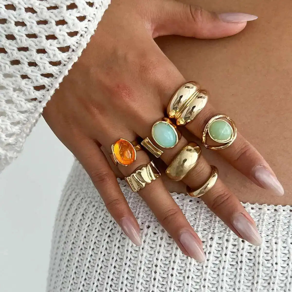 Colorful Crystal Ring Set