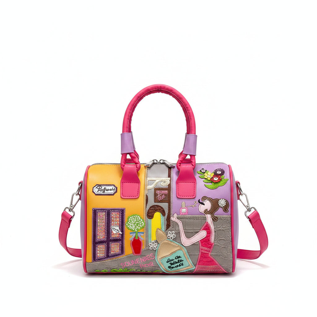 PU Personality Stylish Shoulder Bags Design Patchwork Zipper Bags
