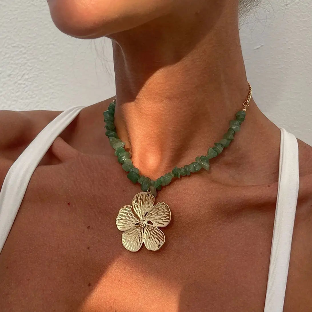 Crushed Stone Flower Necklace