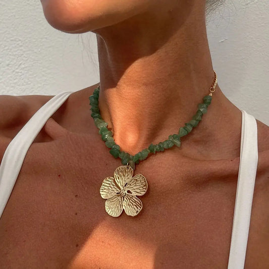 Crushed Stone Flower Necklace