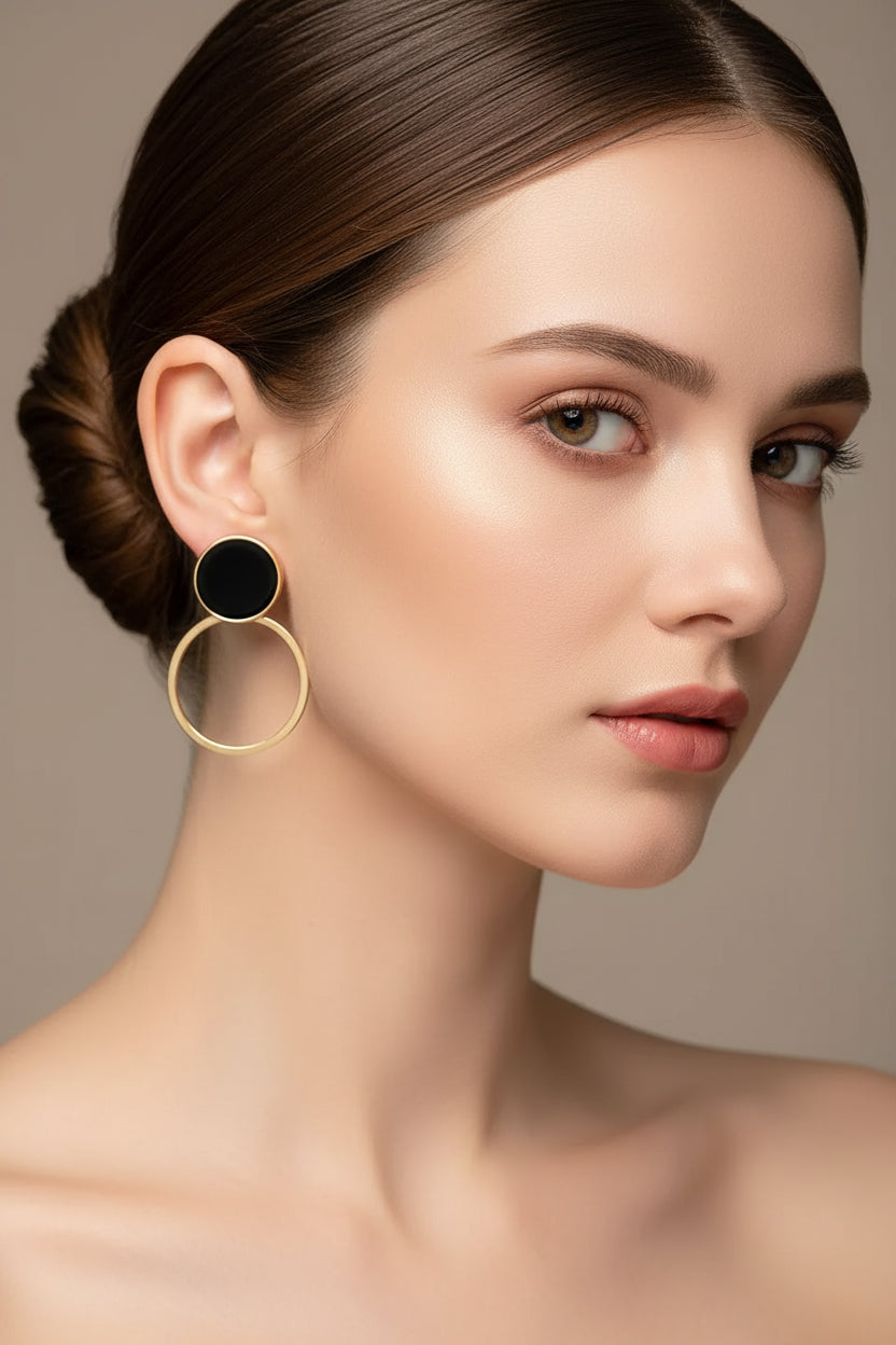 Boho Hoop Earrings, Geometric Asymmetrical Design, Statement Dangle